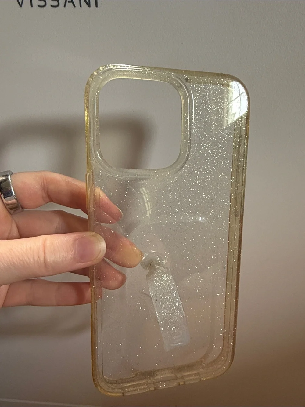 LOOPY CASE Clear Glitter iPhone Case with Hand Strap - Transparent Gold Tint